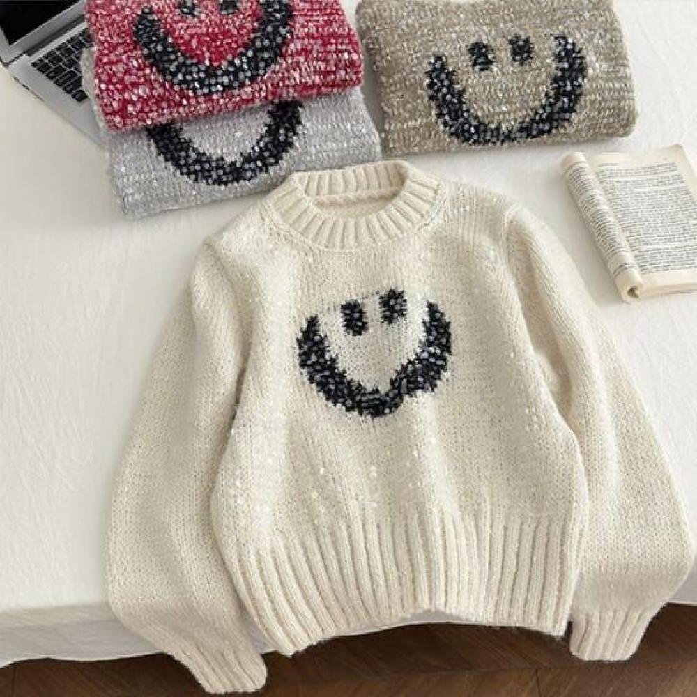 Navava Long Sleeve Sequin Knit Sweater Nk2547