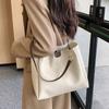 Anti-splash Water PU Tote Bag Solid Color Large Capacity Commuting Bag Women Shoulder Pouch  School