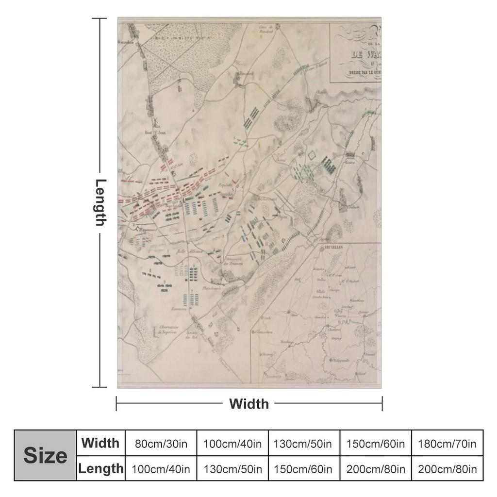Vintage Battle of Waterloo Map (1846) Throw Blanket throw blanket for sofa Polar blanket Soft Bed Blankets