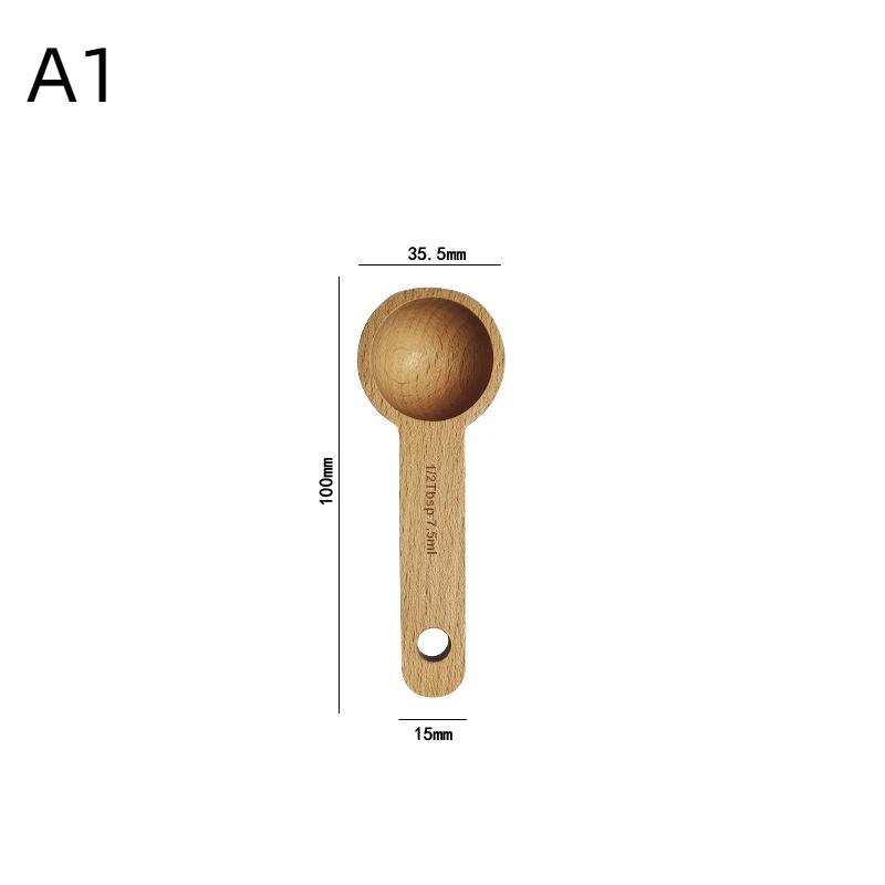 Wooden Measuring Spoon 7.5-45ML Beech Walnut Portable Long Lasting Kitchen Gadget for Restaurant Home Baking Cooking Use