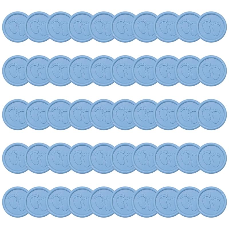 652F Pack of 50 Pearls Pink Wax Seal Sticker with Infant Footprint Easy Application