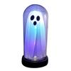 LED Ghost Decoration Halloween Indoor Light Up Ghost in Glass Cloche for Home Kitchen Mantel Tabletop Decor