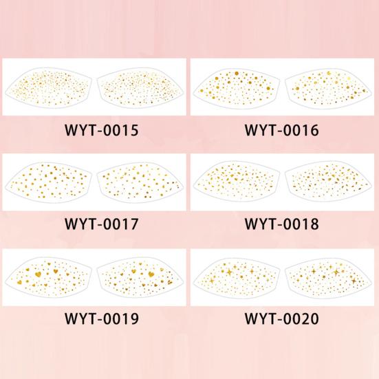 Metallic Eye Tattoo Stickers, Waterproof Temporary Freckle Decals, Sparkling Foil Eye Makeup for Festival Party, Glitter Face Art