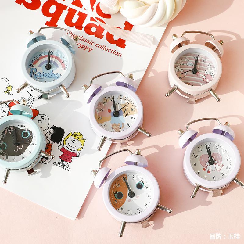 Ceas deșteptător silențios mic băiat desen animat copil studentă mini drăguț dormitor noptieră creativ sunet puternic ceas de masă