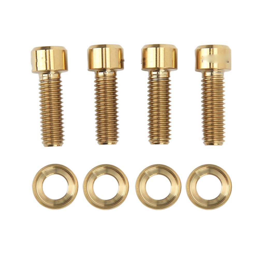 4 Sets Disk Brake Screw Washers Set M6 18mm Firm Connection Rustproof Light Ti Alloy Disk Brake Fixing Screw Set