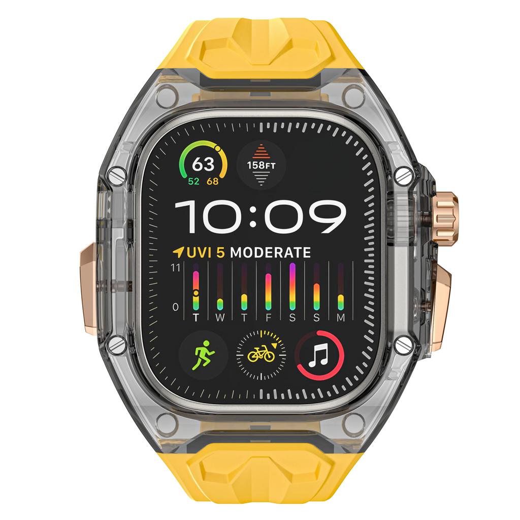 Transparent Modification Kit For Apple Watch Series11 46mm Strap 45mm 41mm Case for IWatch Series 10 9 8 7 44mm 40mm 654SE Rubber Band Refit Mod