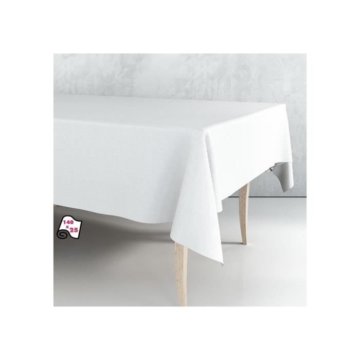 Rouleau De Caoutchouc - Exma - Nappe Blanche Unie - 140cm X 25m - Synthétique - Non Lavable