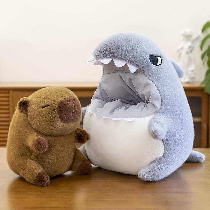Shark Dressup Capybara Cartoon Plush Doll Kids Birthday Gift Home Decoration