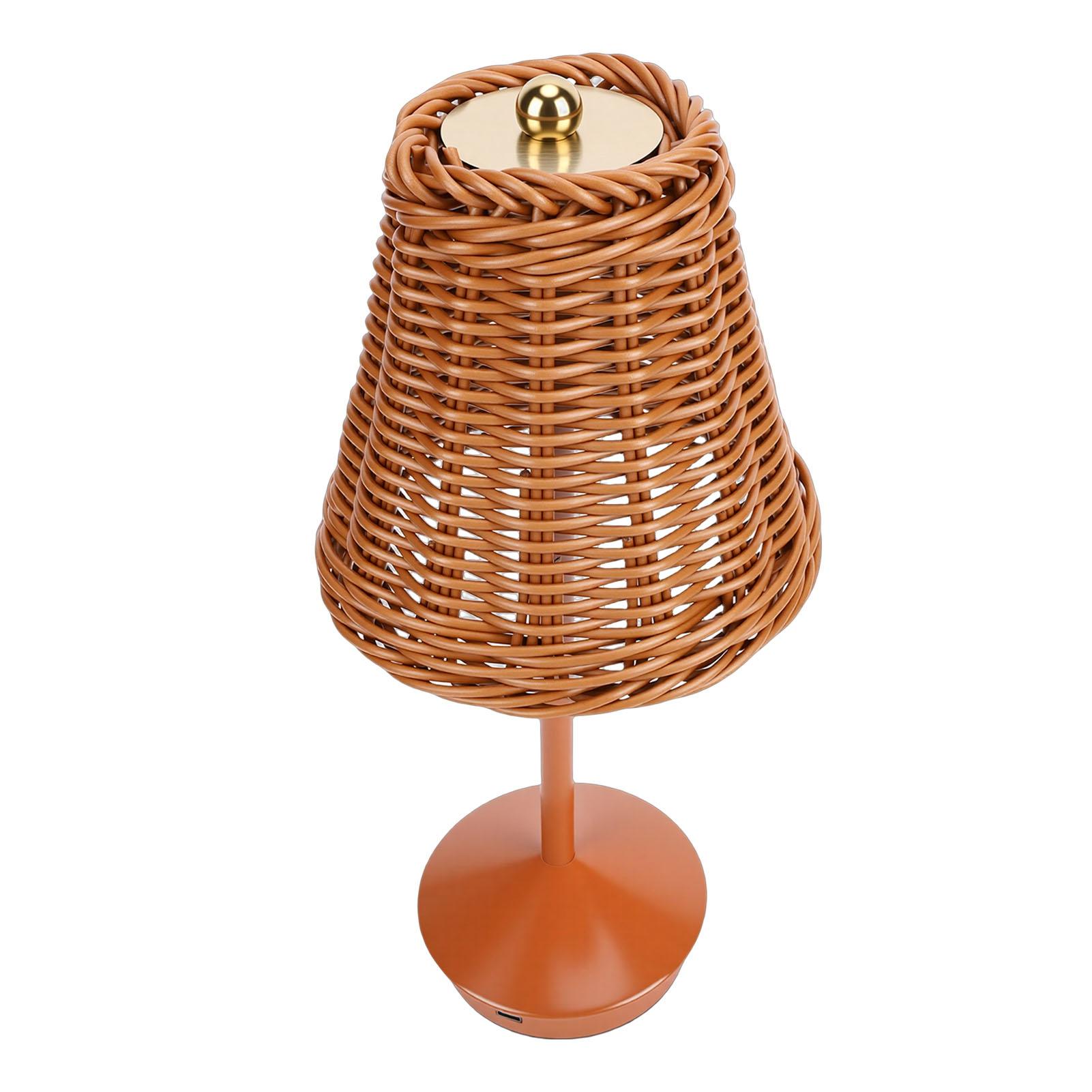 

Boho Rattan Table Lamp LED Rechargeable Reading Light 3 Color Touch Control Dimmable Bedside Lamp for Living Room