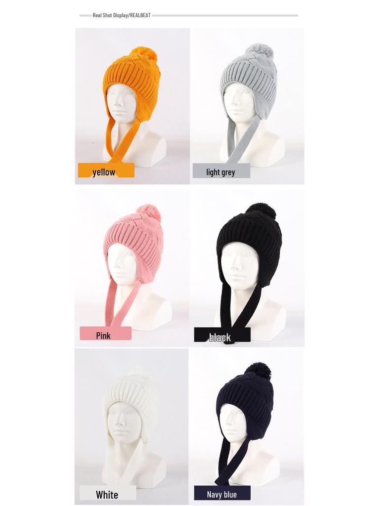 Langzhen 2024 Baby Pom Pom Knit Hat – Cute, Warm, Ear-Protected for Autumn & Winter
