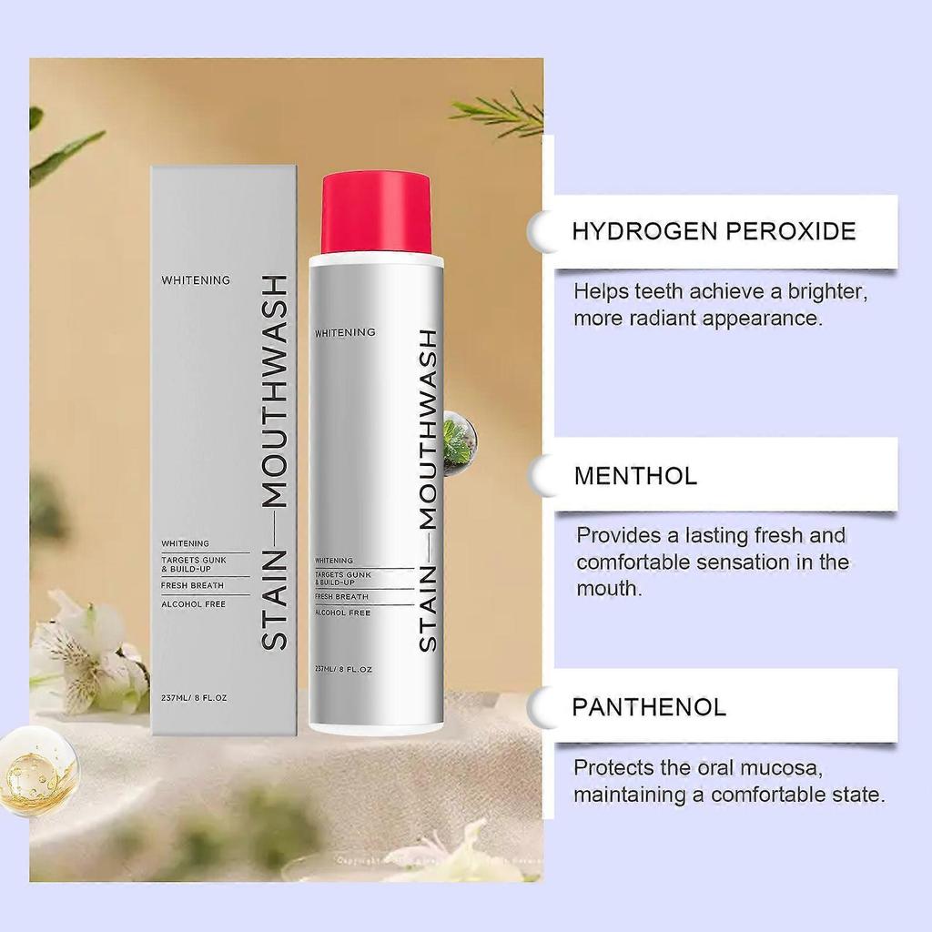 2x Bain de Bouche Blanchissant Taches Chaudes, Bain de Bouche Anti-Tartre pour une Haleine Fraîche, Bain de Bouche au Peroxyde d'Hydrogène pour Favoriser des Dents Plus Blanches, Bain de Bouche au Peroxyde.