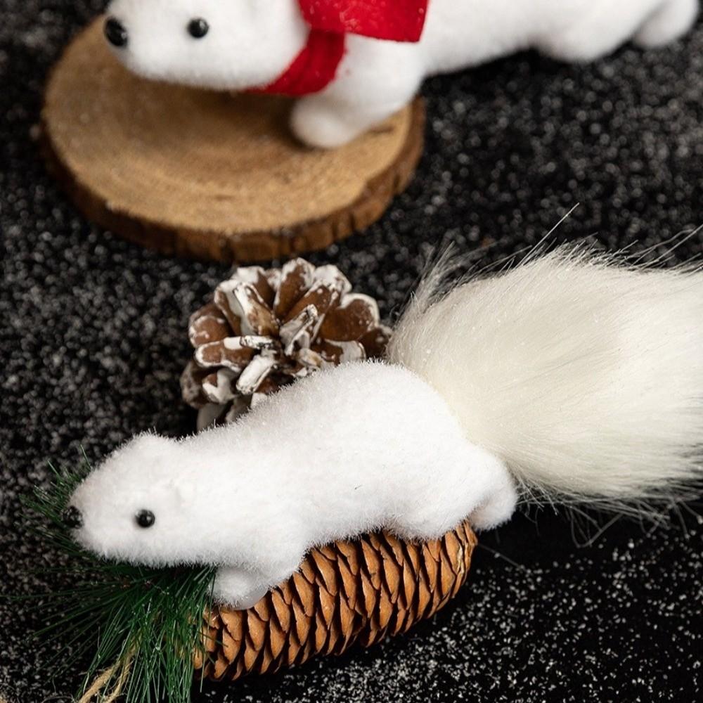 Lightweight Flocked Squirrel Ornaments Plush Texture Dual-use Tabletop Ornament  Xmas