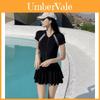 Summer Pool Dress With Collared Splicing Pattern For Beach Vacation And Yoga Practice