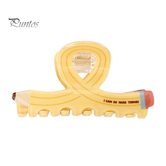 Scissors Rulers Design Hair Claw Thick Built-in Spring Claw, Transparent Soft Acrylic Shower with Office Accessories Curved Anti-Slip Teeth,