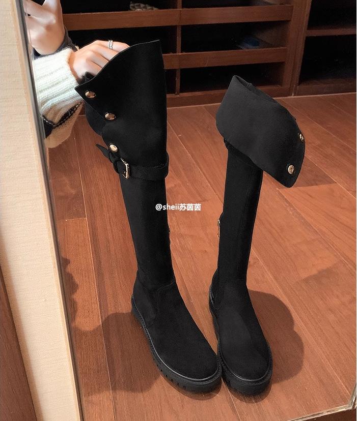 

Lamb wool Su Yinyin same knee boots women s autumn and winter thick-soled boots thickened velvet cotton boots warm snow boots 35