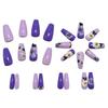 Romantic Purple Floral Ballet Medium Nails - 24-Piece Fashionable Manicure Set