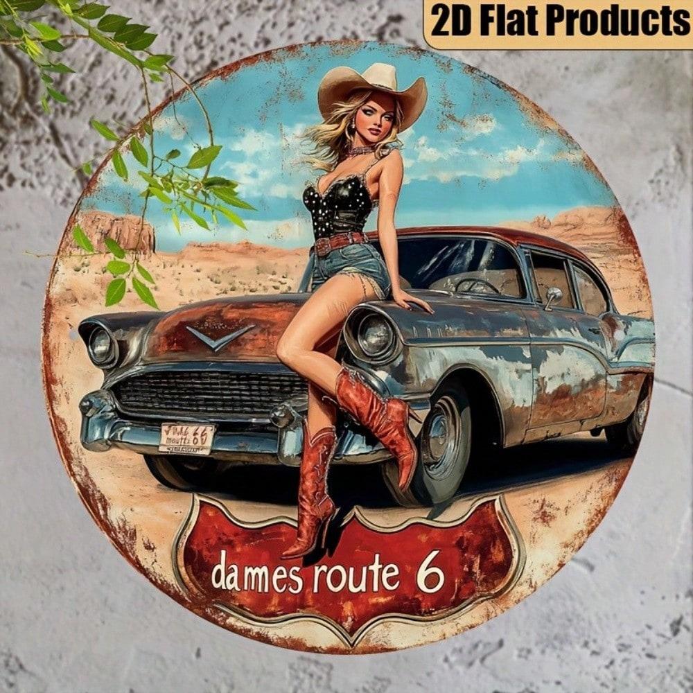 Flat 2D Metal Sign, Wall Hanging Decor, Vintage Tin Plate Art