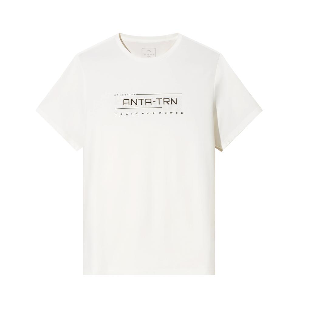 Anta Comfortable T-Shirt Versatile Short Sleeve Knitted Top Men tops Paper-White 152537112P-1