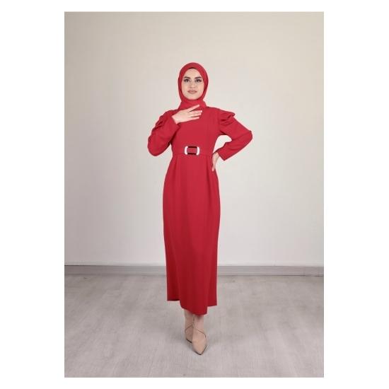 Plisowana spódnica ołówkowa z odkrytymi ramionami i hidżabem