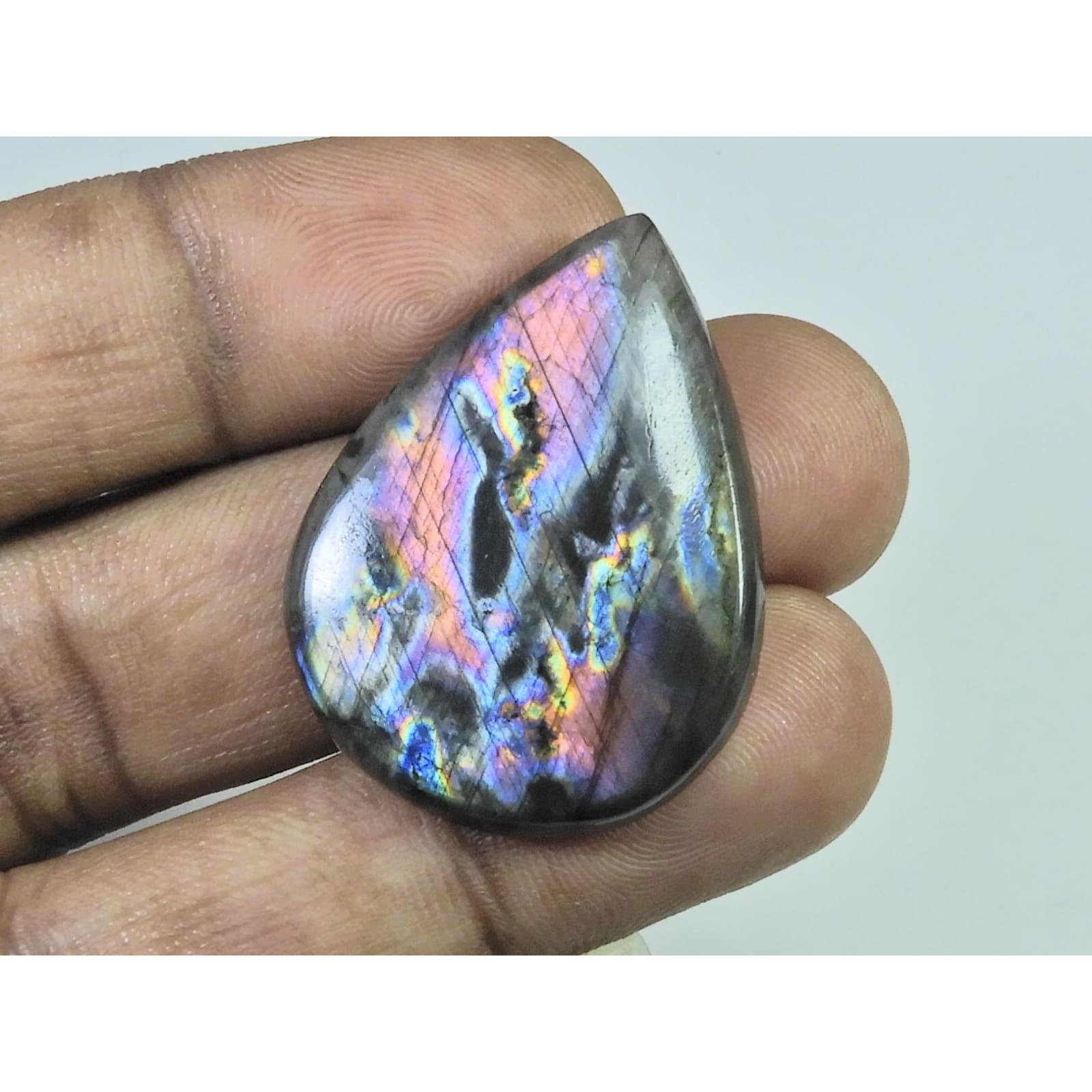

26X35X05MM Natural Purple Labradorite Spectrolite Pear Loose Gemstone 36Cts. D-425
