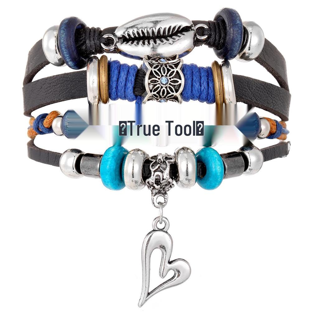 European & American Handmade Braided Leather Bracelet Set: Men's Hip Hop Punk Vintage Multi-layer Jewelry