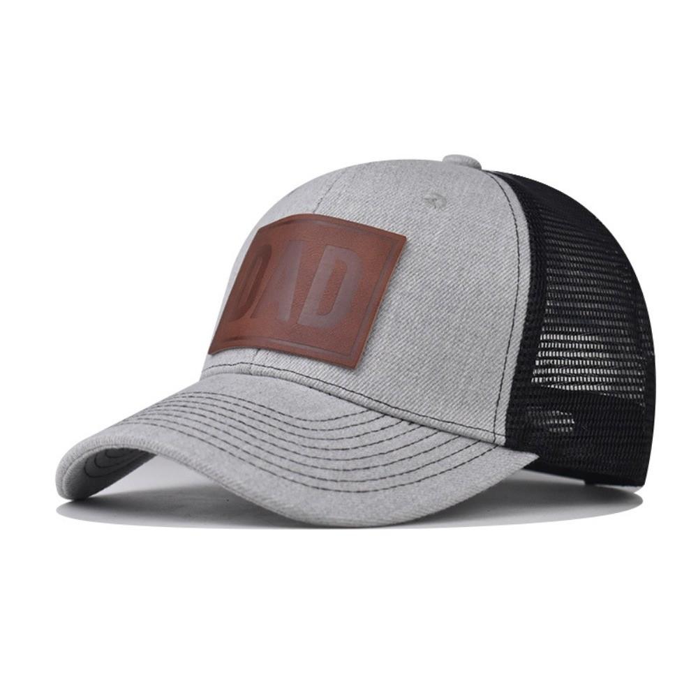 Curved Brim Mesh Trucker Hat DAD Leather Label Snapback Cap Casual Dad Hat Summer Outdoor