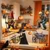 Holiday Atmosphere Wall Accents Halloween Sticker, Pumpkin Witch Skeleton Printed, Self-adhesive Waterproof Spooky Farmhouse Party Decor PVC