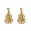 Micro-inlaid Rotating Gourd Mosquito Coil Earrings: Versatile, Fashionable Drip Oil Ear Clips for Women