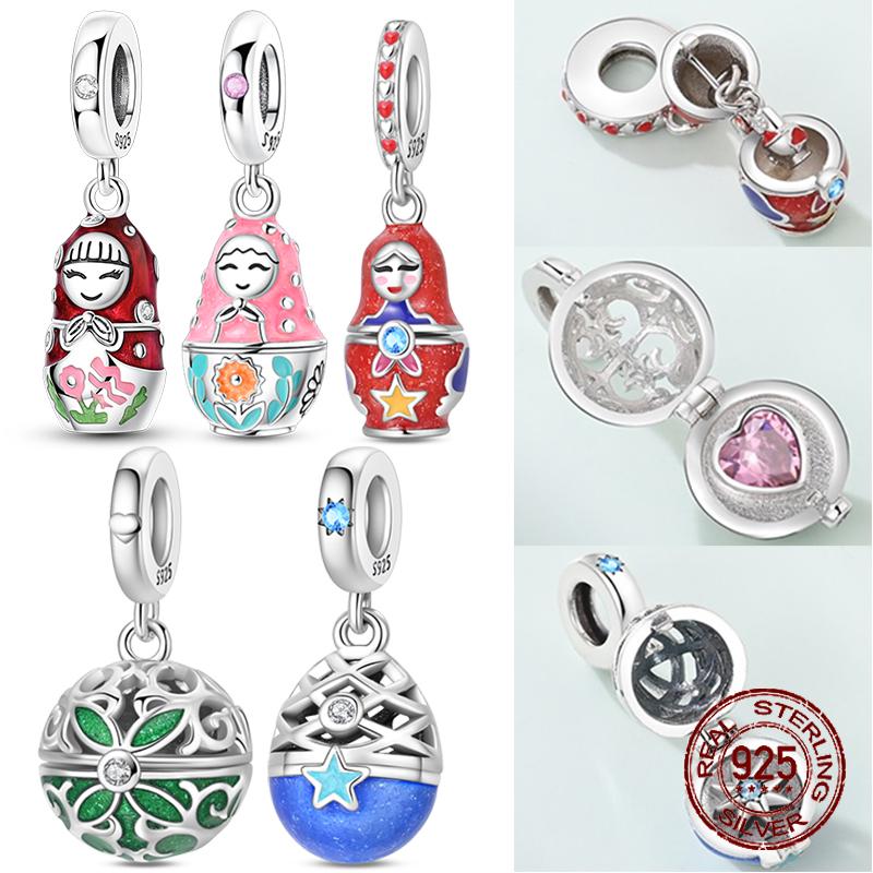925 Silver 3D Openable Locket Bracelet Charm Bead Easter Pendant Fit Bracelet Necklace for Women DIY Gift