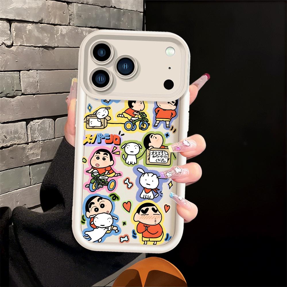 Phone Cover Case for iPhone 14 17 Pro Max 11 Air 13 16 12 Pro 15 Plus Colorful Crayon Shin Chan