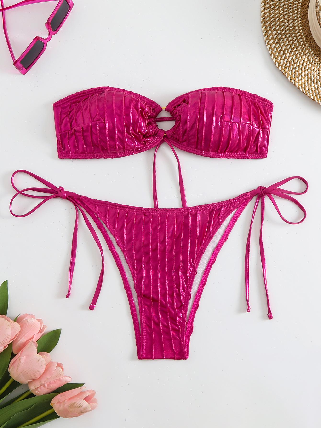 

Однотонный комплект бикини для женщин Small розы красного