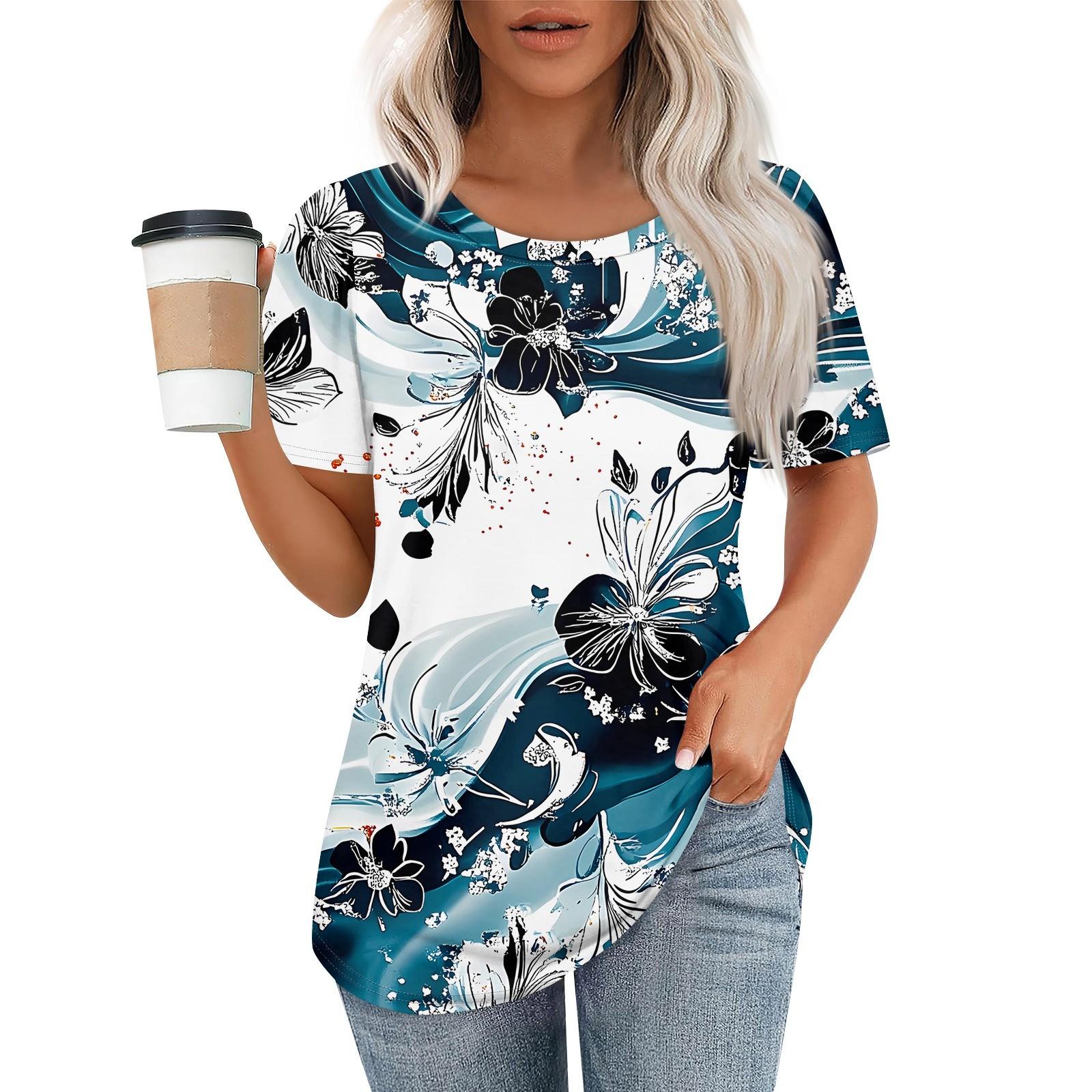 

Женский модный повседневный свитер с коротким рукавом и круглым вырезом XL тёмно-синий