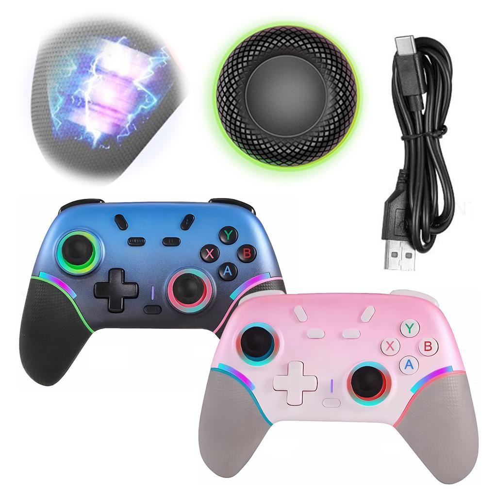 Gamepad with RGB Lights/Dual Vibration/6-Axis Gyroscope Wireless Gaming Controller for Switch 2 PC Mobile & More