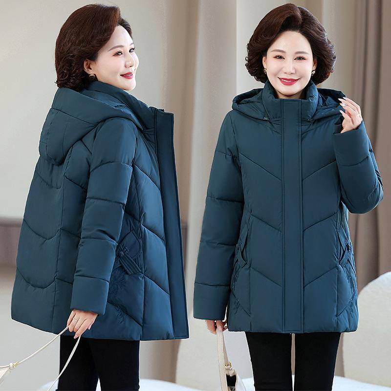 Middle-aged mother winter hooded cotton-padded jacket warm cotton-padded jacket winter clothing foreign style middle-aged and elderly thickened