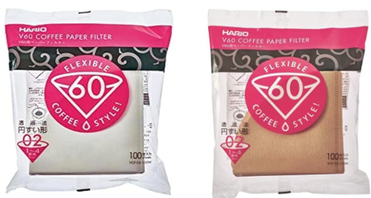 

Hario V60 Paper Filters, 02W, 1-4 Cups, 100 Filters (VCF-02-100W & VCF-02-100M), Total 200 Filters, White & Brown, Comparison