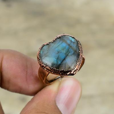Labradorit Ring Elektrogeformter Kupferring Verstellbarer Ring Handgemachter Kupferschmuck Echter Edelstein Ring Elektrogeformter Schmuck Verlobungsgeschenke