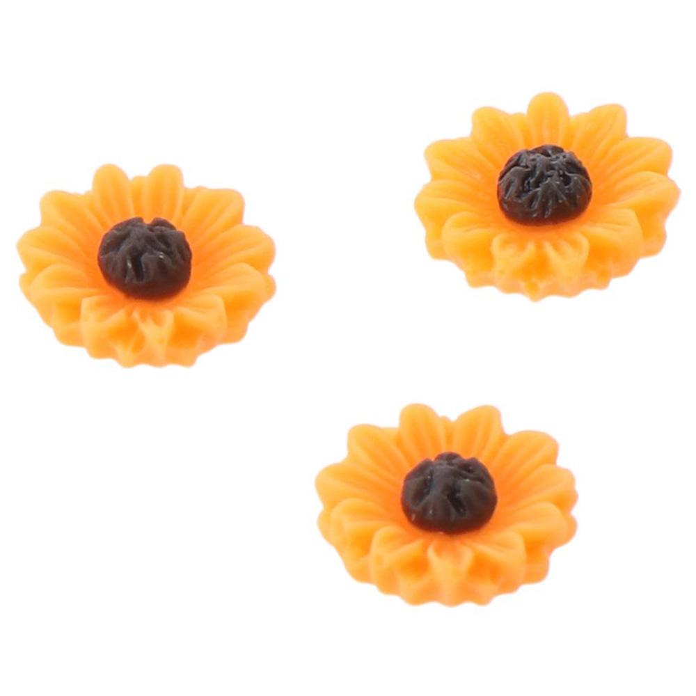 60pcs 16mm Sunflower Slime Beads Resin Sunflower Flatback Cabochons Beads for Scrapbooking