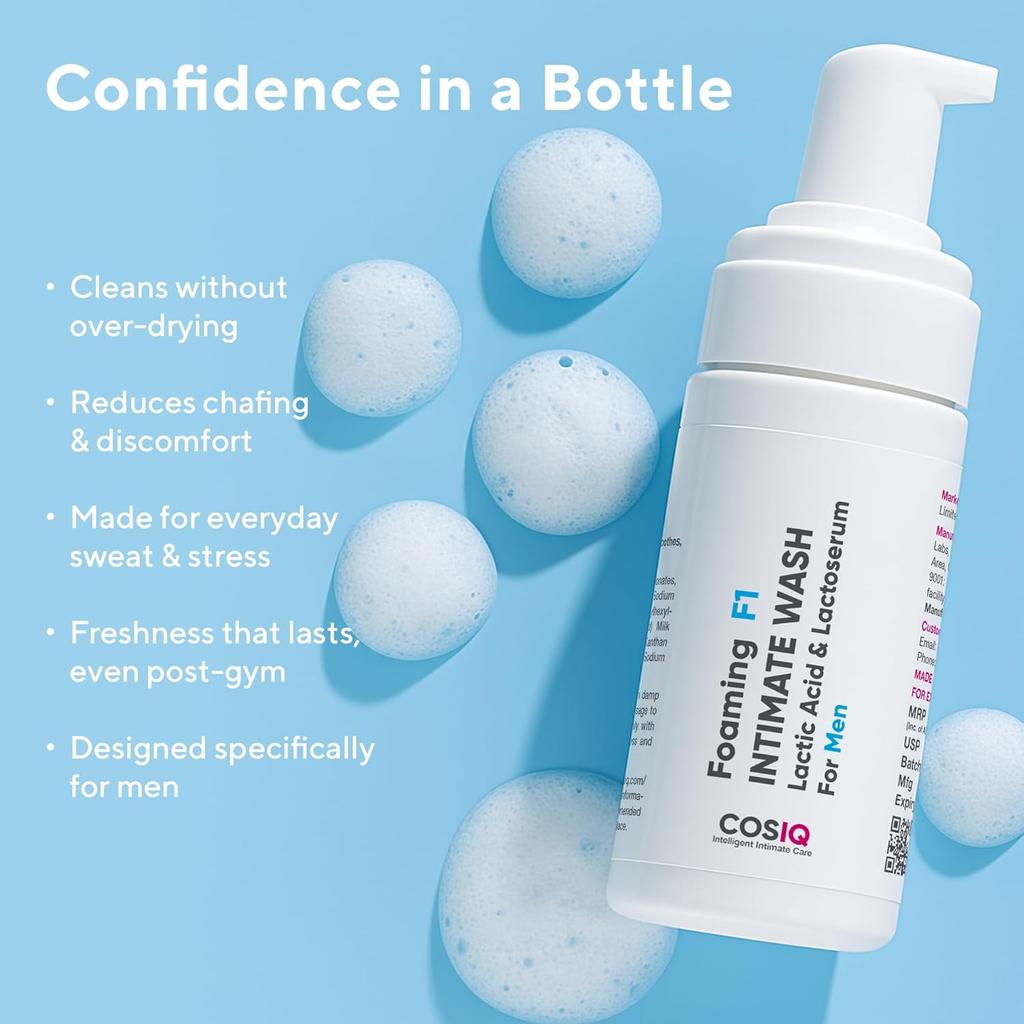 Cos-IQ Brightening Intimate Wash For Men 100ml Gentle Foaming Cleanser For Daily Hygiene And Refreshing Skin Comfort