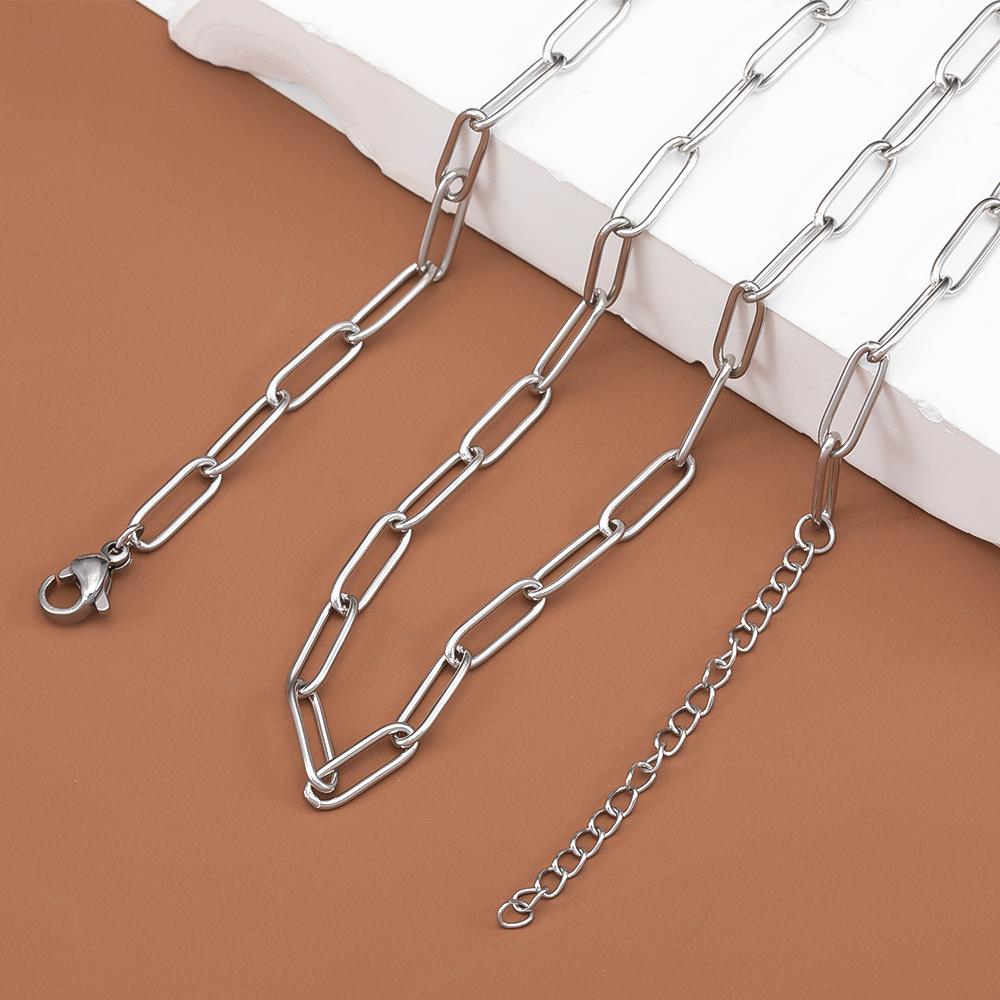 

5pcs 4mm Stainless Steel Adjustable Cable Chain 45+5cm Necklace with Pendant Connect Rings Extension Chain DIY Jewelry Supplies 5pcs - 45cm and 5cm