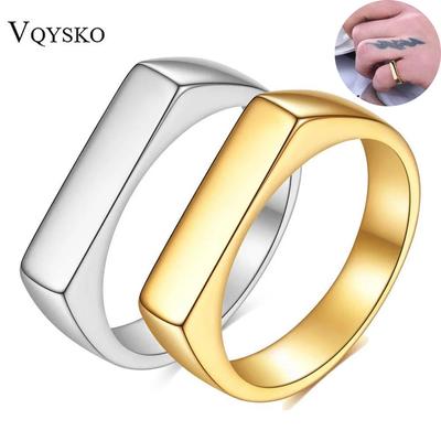 Quadratisches Band, flache Oberseite, Siegelring, oxidiertes Silber, Edelstahl, Vintage, rustikal, Damen, Herren, Schmuck