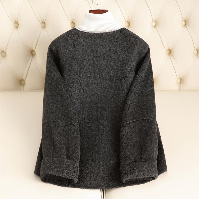 Autumn and winter new double-sided wool coat women's short high-end gray woolen coat small man