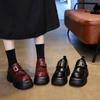 Mocassins à semelle plateforme, les petites personnes gagnent 7 cm en hauteur, petites chaussures en cuir, chaussures pour femmes, chaussures simples muffin rétro à velcro