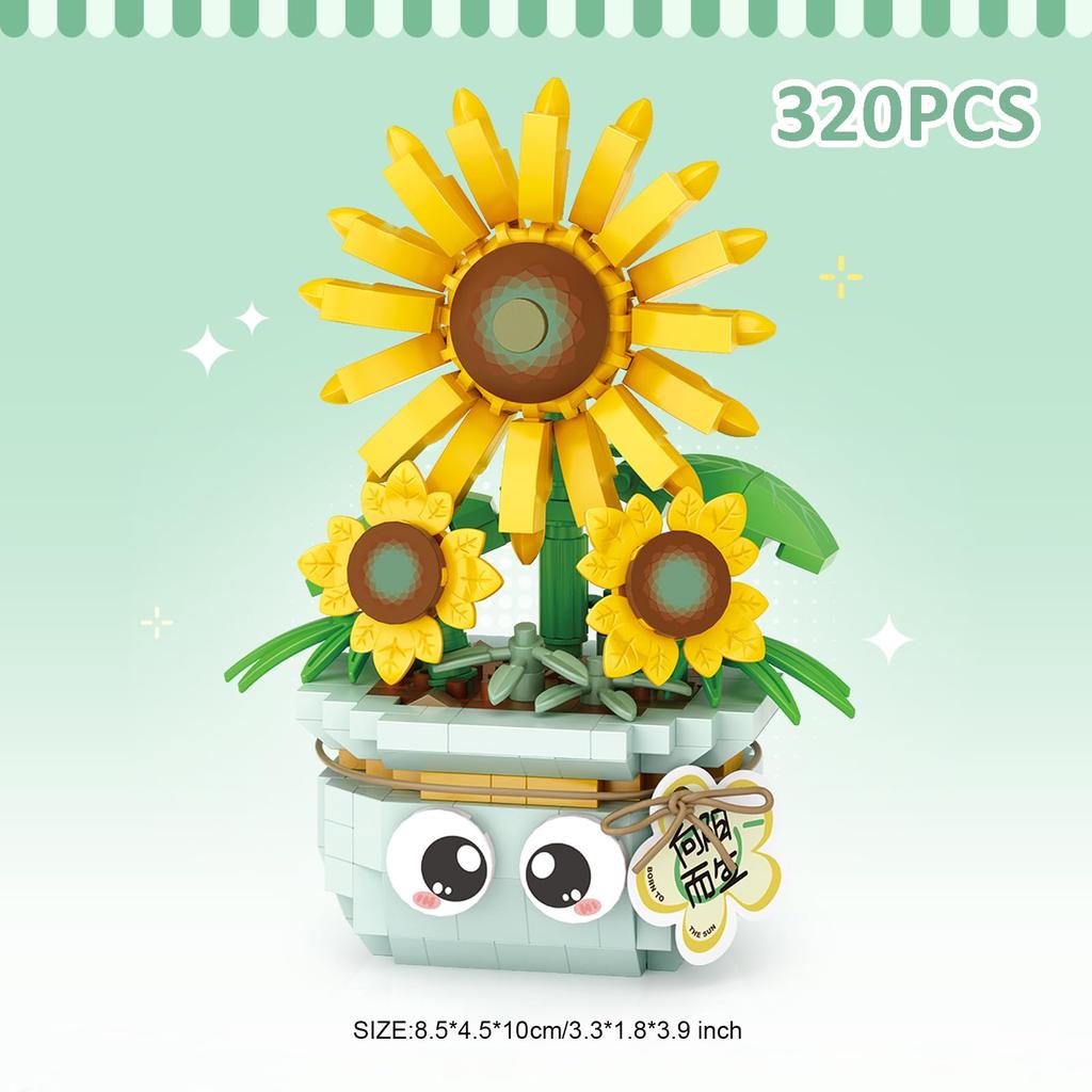 MEIEST Mini Blumen Sukkulenten Bonsai Bausteine, Simulation Topfpflanze Partikel Pflanzensammlung Konstruktion Bausteine Spielzeug, Zuhause