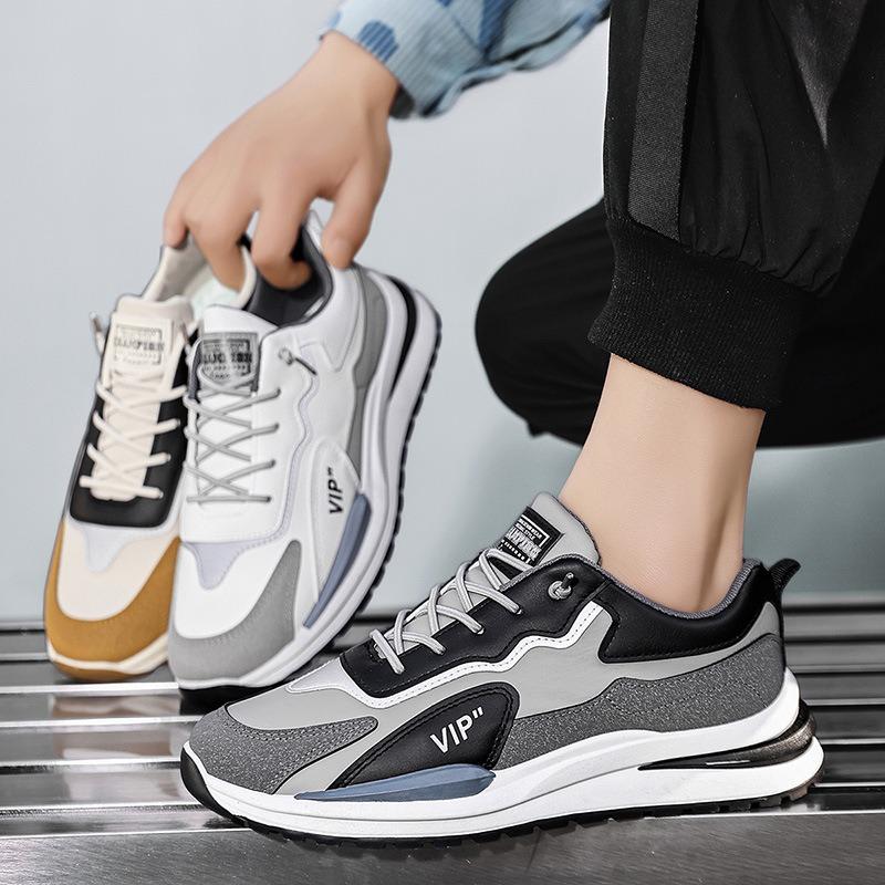 Spring and Autumn New Sports Shoes Men's Shoes Waterproof Casual Men's Shoes Lightweight Soft Sole Student Youth Running Shoes Leather Surface Tide