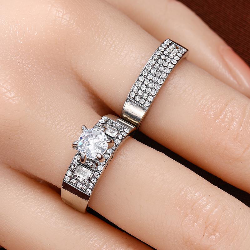 Luxury Fashion Elegant Crystal Female Zircon Wedding Ring Set Fashion  Color Simple Accessories Jewelry Rings For Woman