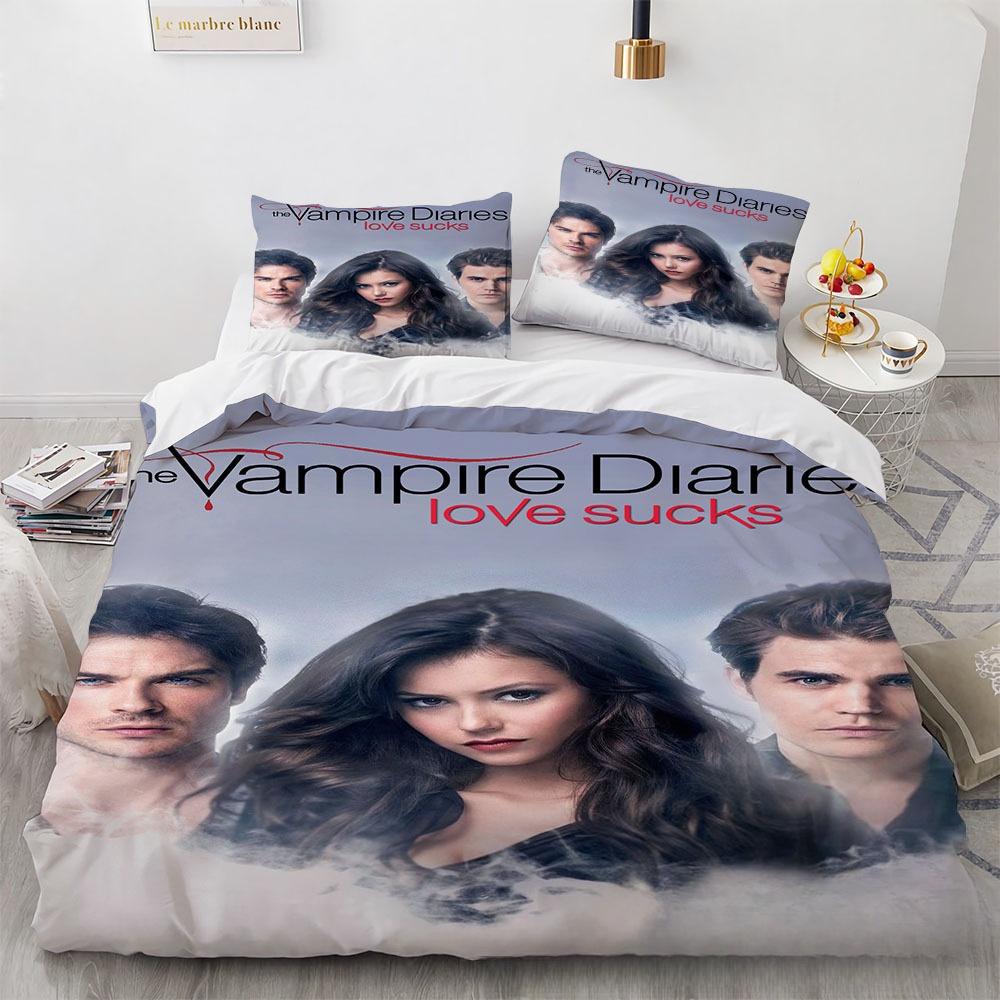 Damon Salvatore The V-Vampire D-Diaries Black Bedding Set, Anime Duvet Cover and Pillowcases, Home Bedroom Decor, Boys' Gifts