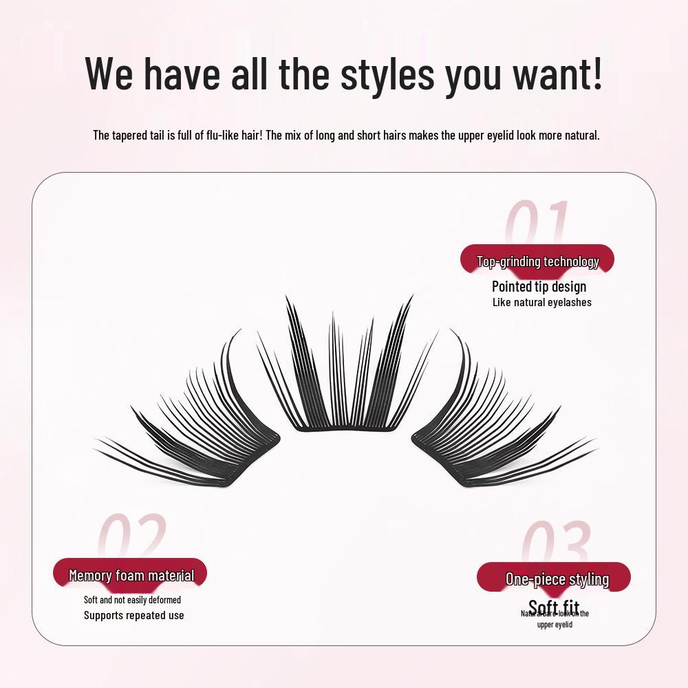 Invisible Little Millet 10-Row Adhesive-Free Eyelashes for Beginners: Eye-Enlarging, Soft Daily Style