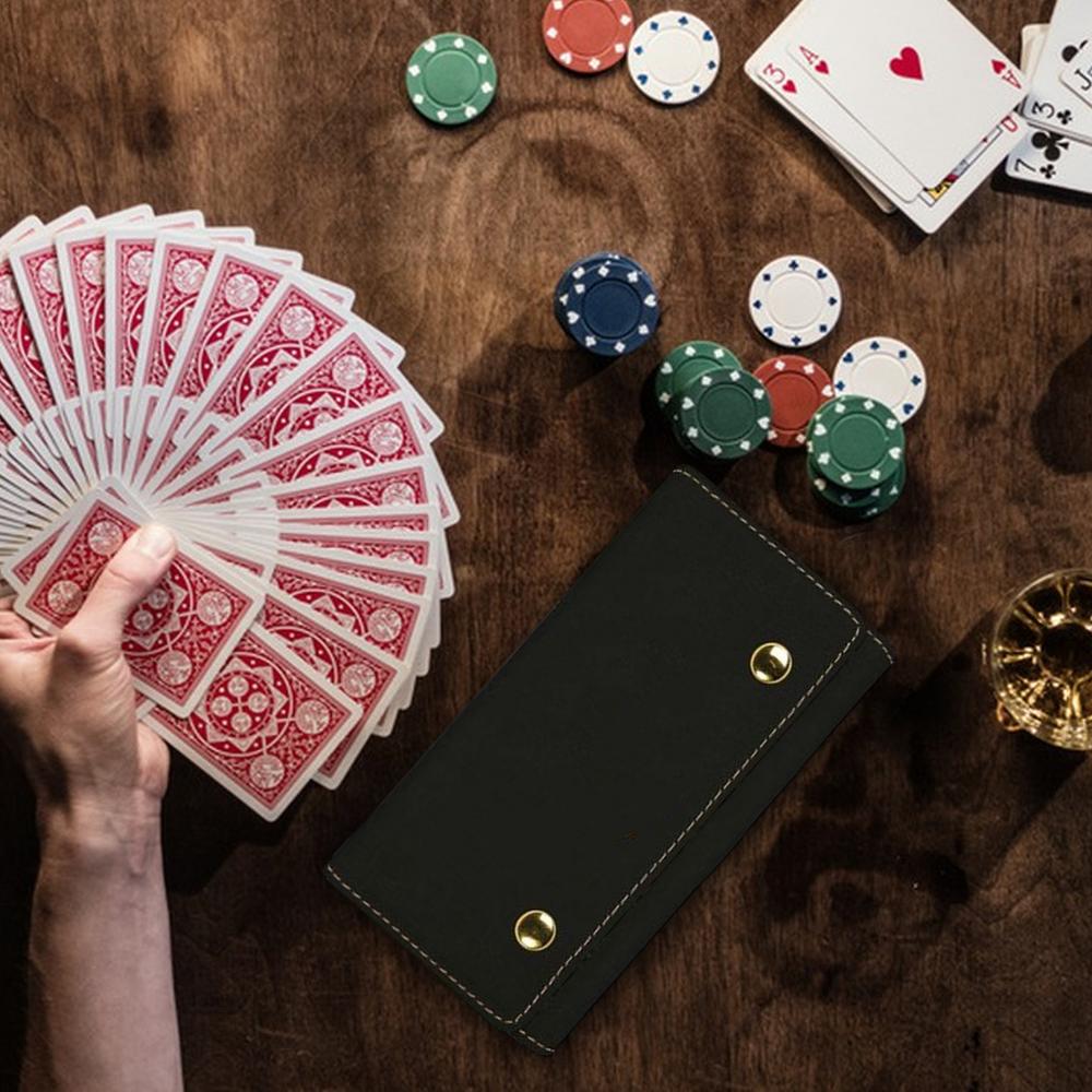 Custodia da Viaggio per Carte da Gioco Porta Mazzo in Pelle PU Organizzatore Multiuso per Denaro Custodia per Mazzo e Dadi