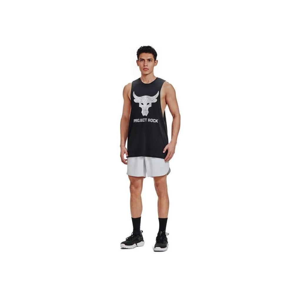 Under Armour Project Rock Letter Logo Print Training Sleeveless T-Shirt Men Black 1373787-004