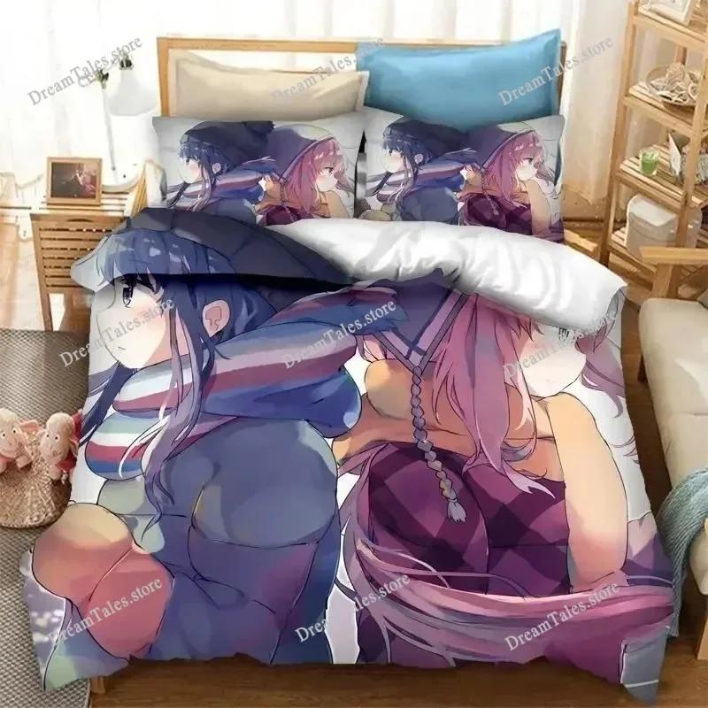 New 3D Print Anime Yuru Camp Bedding Set Duvet Covers Pillowcases Comforter Bedding Sets Bedclothes Bed Home Textiles963